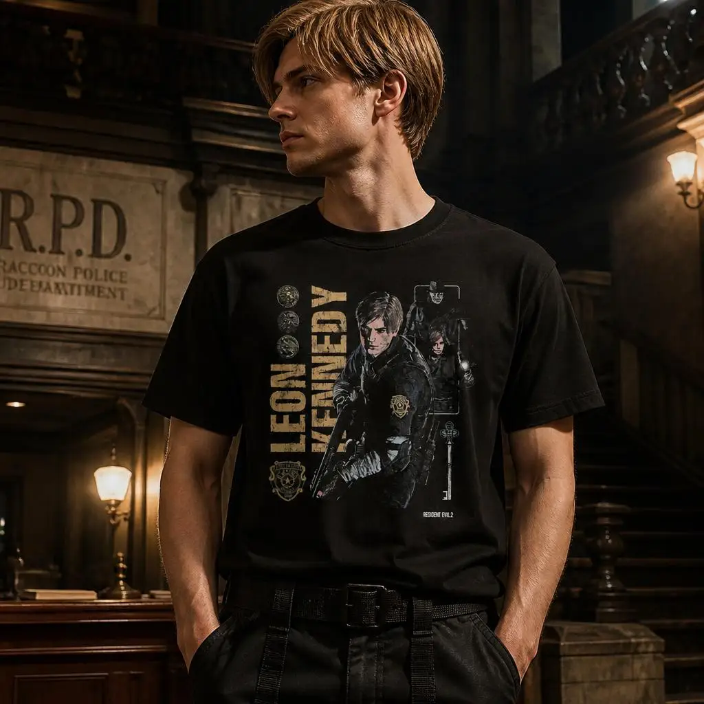 Residents Evils 4 Remake Leon Kennedy Horror T Shirts Casual Tees Short Sleeve Round Collar T-Shirt Pure Cotton Tops