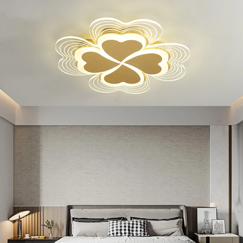 

Modern Led Ceiling Lamps Chandelier Remote Control For Bedroom Living Room Kitchen Study Simple Indoor Gold Petal Lights Fixture