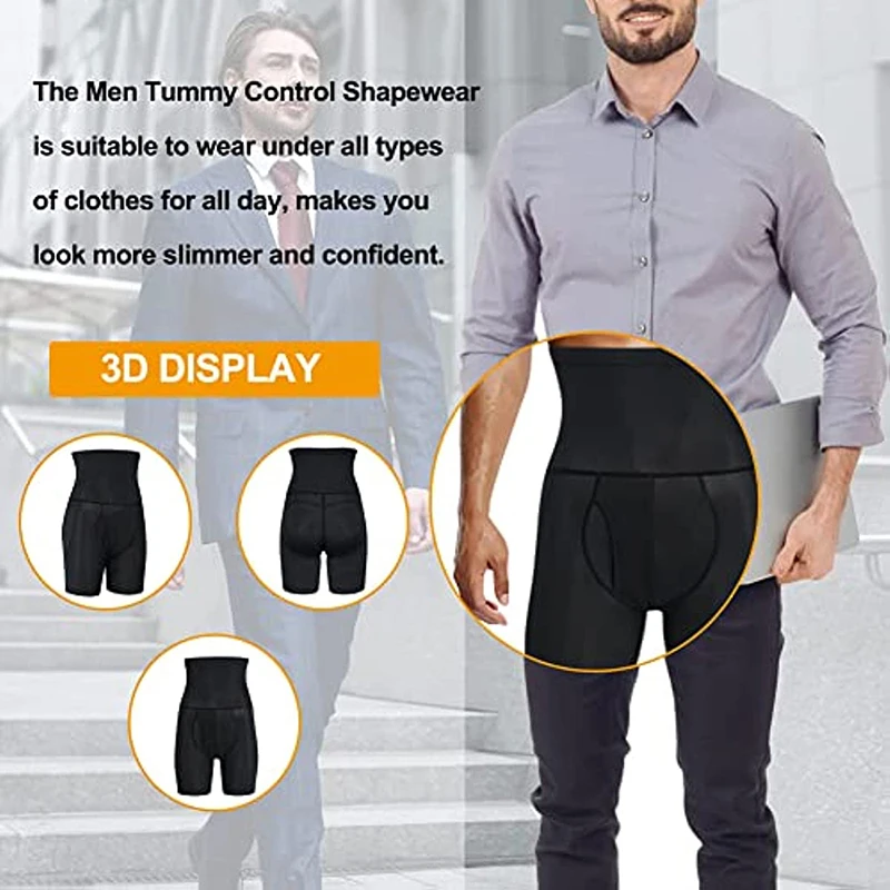 Men's Padded Briefs Boxer Underwear Tummy Control Shorts High Waist Body Shaper Enhance Butt Lifter Shapewear Abdomen