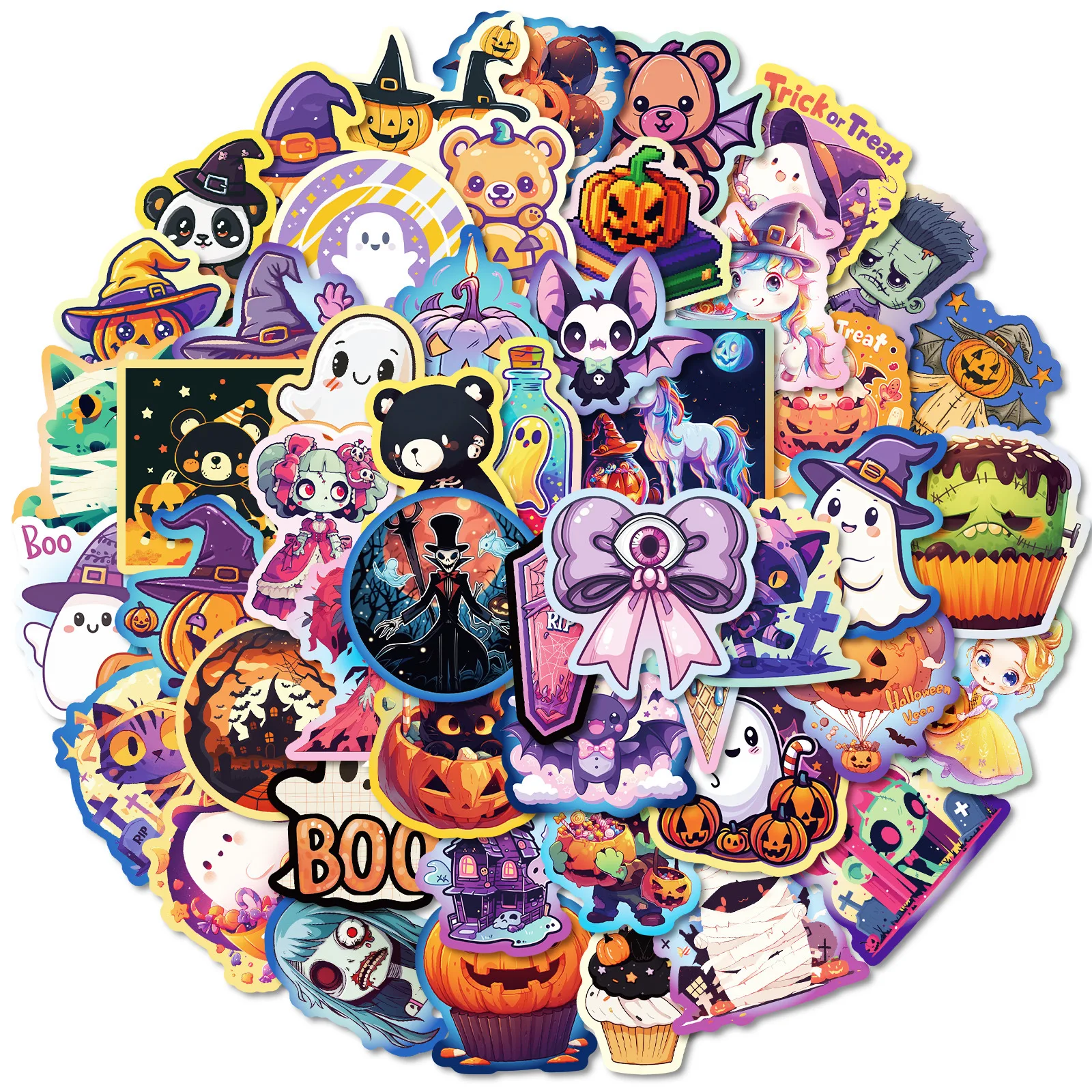 

10/30/50PCS Halloween Pumpkin Ghost Cartoon Sticker DIY Phone Laptop Luggage Skateboard Graffiti Decals Fun for Kid