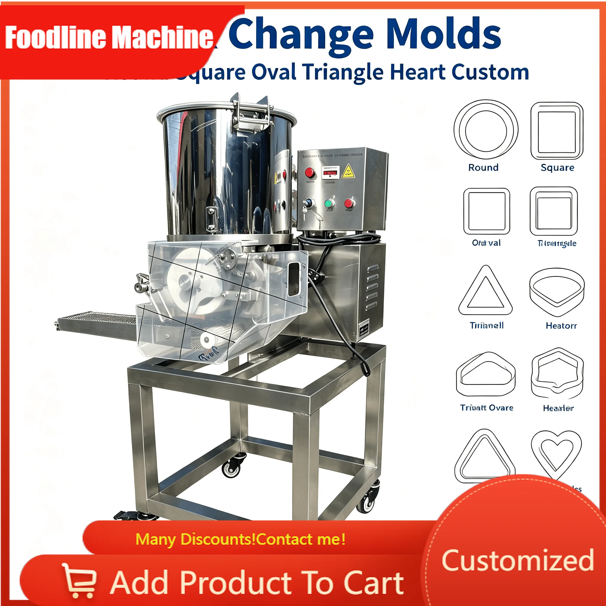 Stainless Steel Meat Patty Shaping Device Custom Shape Molding Unit for Restaurant Hamburger Raw Patty Production Customized