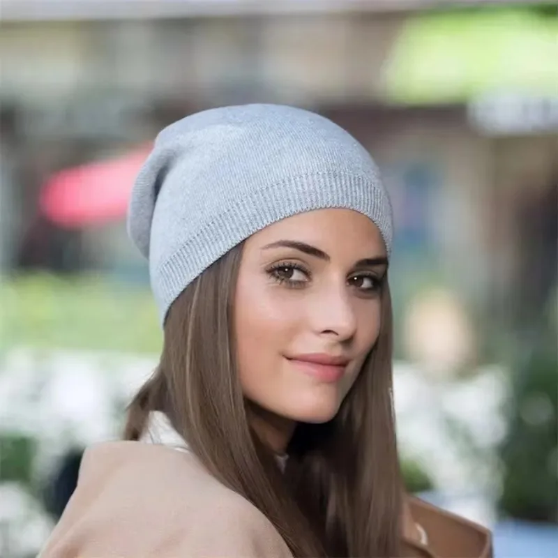 Outdoor Warm Cold Proof Fashion Bonnet Solid Color Bucket Hat Autumn Winter Womens New Simple Soft Thin Knitted Hats