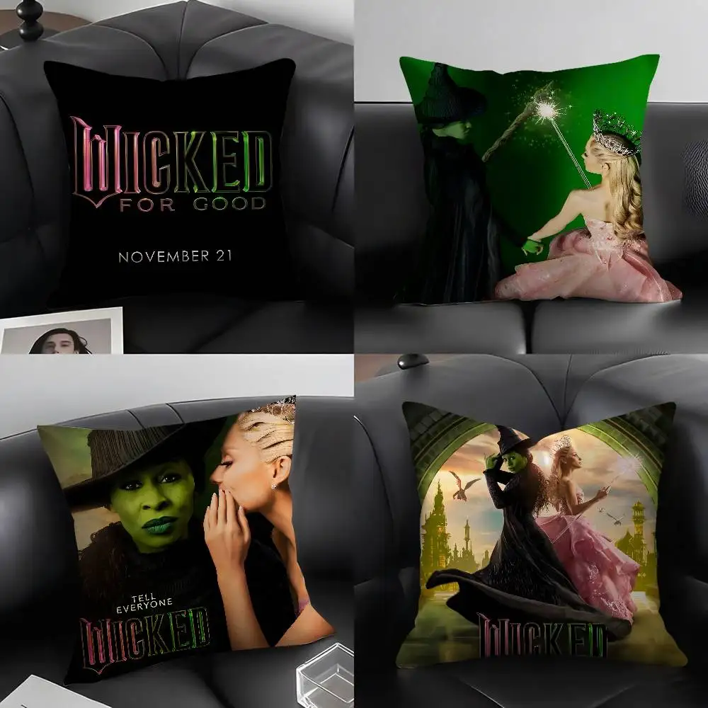 

W-Wicked Part One Movie Pillow Case Home Dorm Chair Back Short Plush Double-sided Printing Office Nap Time Cushion Cover