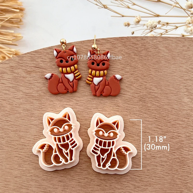 Squirrel Mole Mouse Fox Polymer Clay Cutters Cartoon Animal Ceramic Pottery Clay DIY Earring Jewelry Pendant Mold Making Tools
