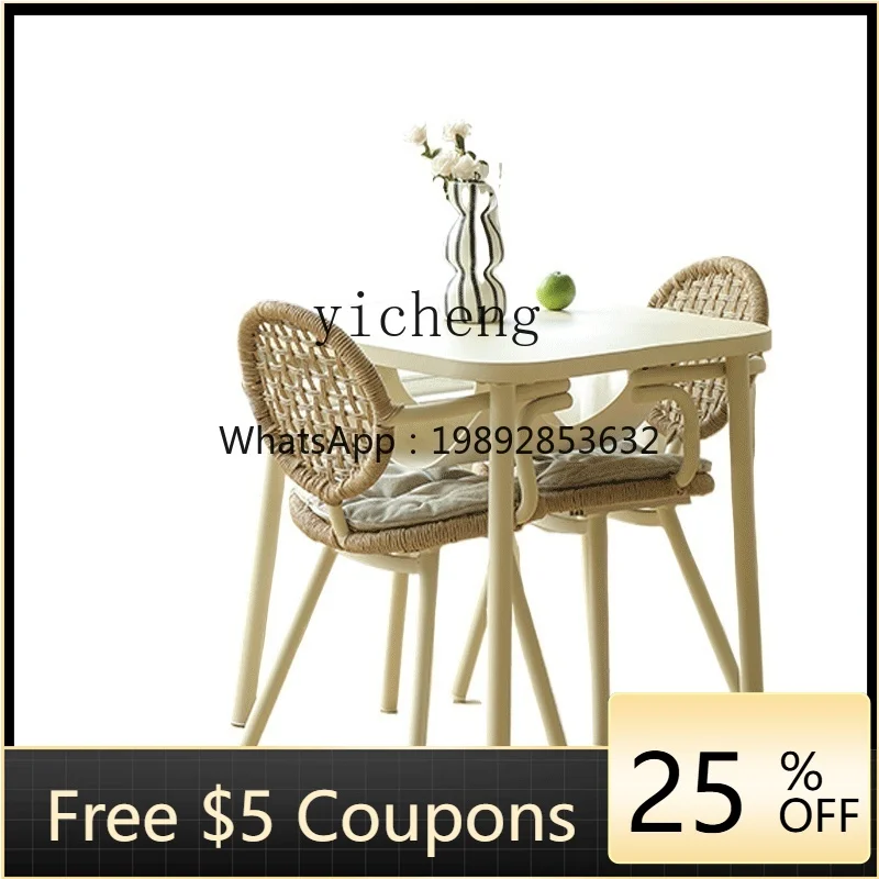 

Combination Leisure One Table Leisure Chair Coffee Table Internet Celebrity Balcony Rattan Chair Three-Piece Set