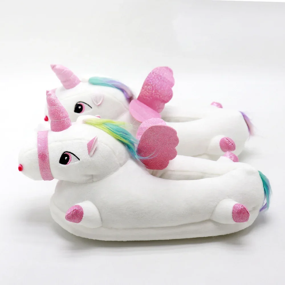 شباشب شتوية دافئة منفوشة على شكل وحيد القرن كرتونية إبداعية مع أحذية منزلية بإضاءة LED للنساء تقدم الشركة المصنعة مباشرة #4