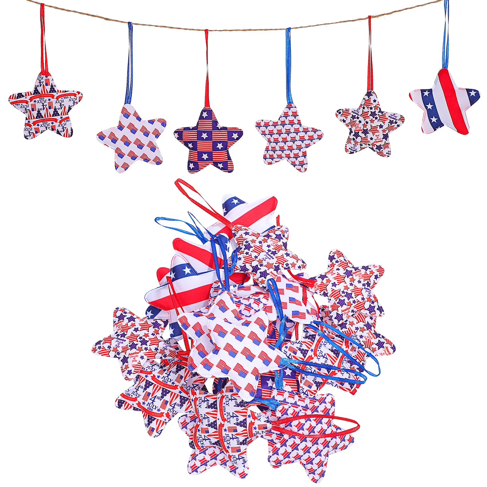 

30 Pcs 6CM Decorative Cloth Patriotic Hanging Decoration for Independence Day Decoration Memorial Day Home Holiday