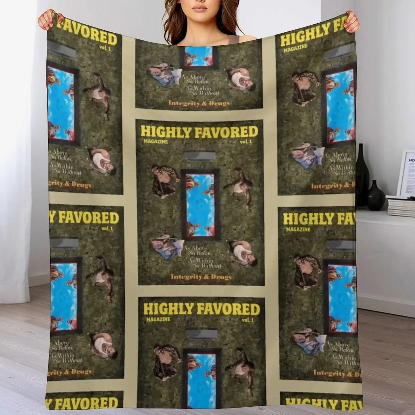 Highly Favored Magazine vol 1 Cover Art Throw Blanket valentine gift ideas Summer Beddings Personalized Gift Soft Beds Blankets