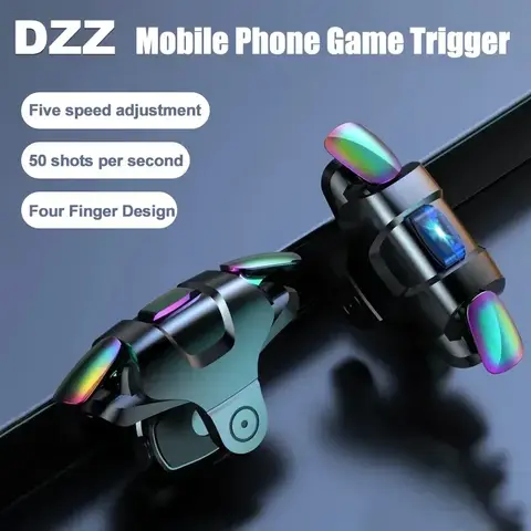 2pcs 4 Fingers Mobile Phone Game Trigger Aim Shooting Free Fire L1 Pulse R1 Physical Key Buttons Gamepad Controller for IOS PUBG