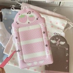 Sweet Meal Card Cover Display Pendant Stationery Small Card Holder Grid Strawberry 3-inch Photocard Holder DIY INS Photo Cover