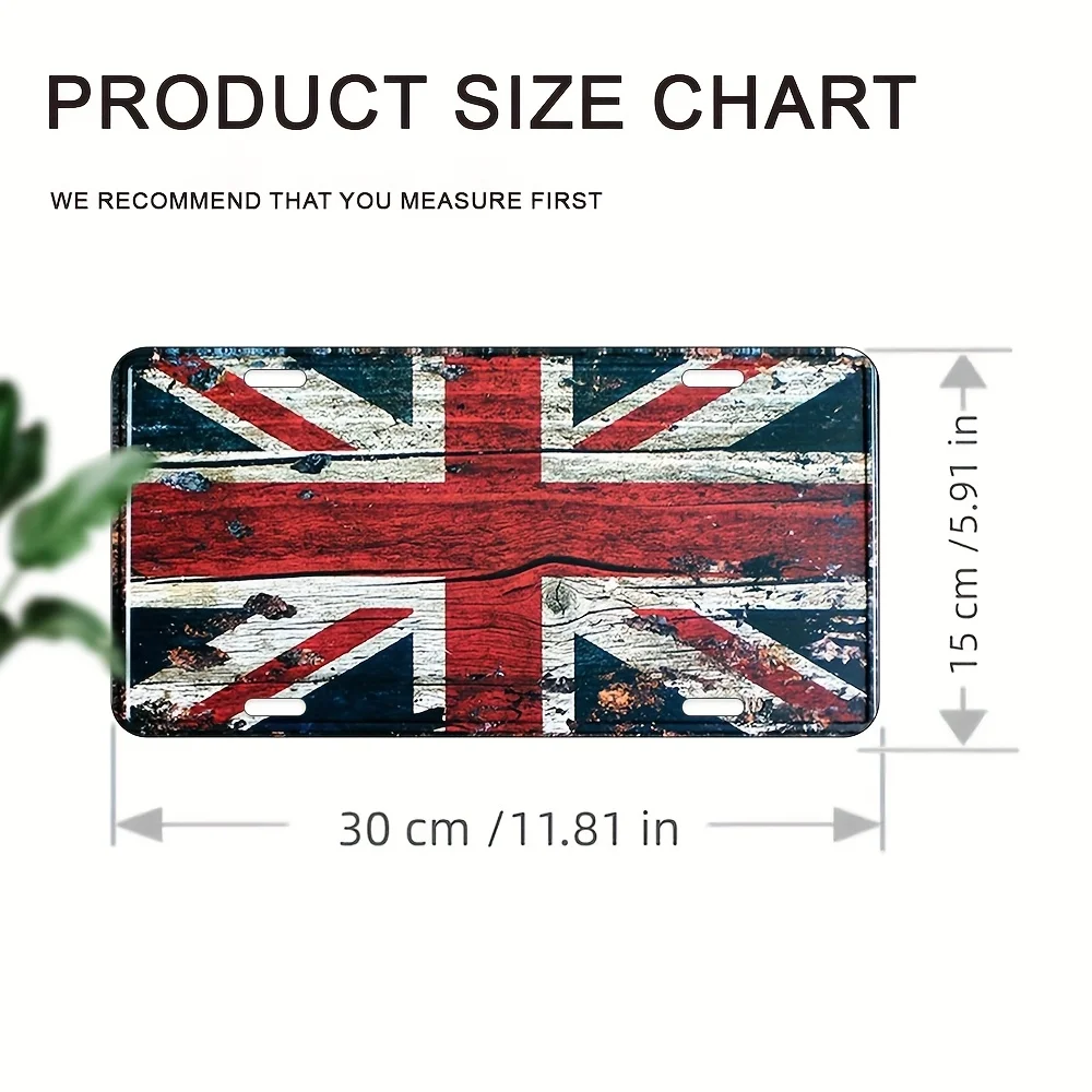 لوحة حائط معدنية من Union Jack - لافتة علم بريطاني ريفي، تصميم مقاوم للماء وسهل التركيب، مظهر خشبي متعثر للمنزل،