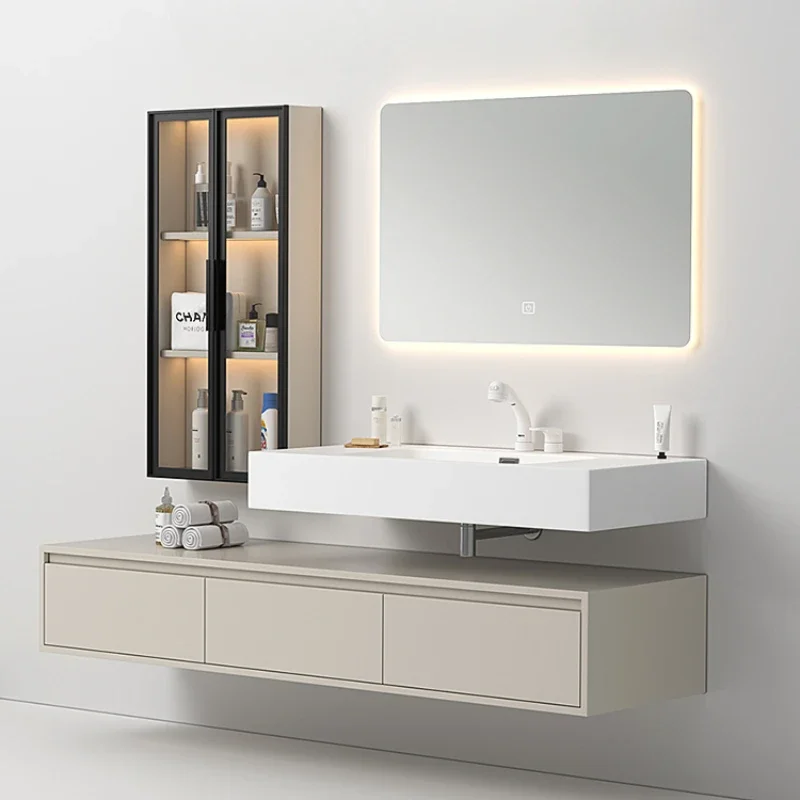 

Bathroom cabinet combined skin feeling integrated basin, washstand side cabinet, bathroom split washbasin cabinet