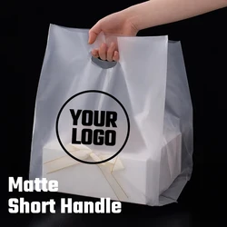 4/6/8 inch Frosted Translucent PE Clear Plastic Bags Custom Logo Cake Bread Pizza Dessert Food Packaging Takeaway Bags 50Pcs/lot