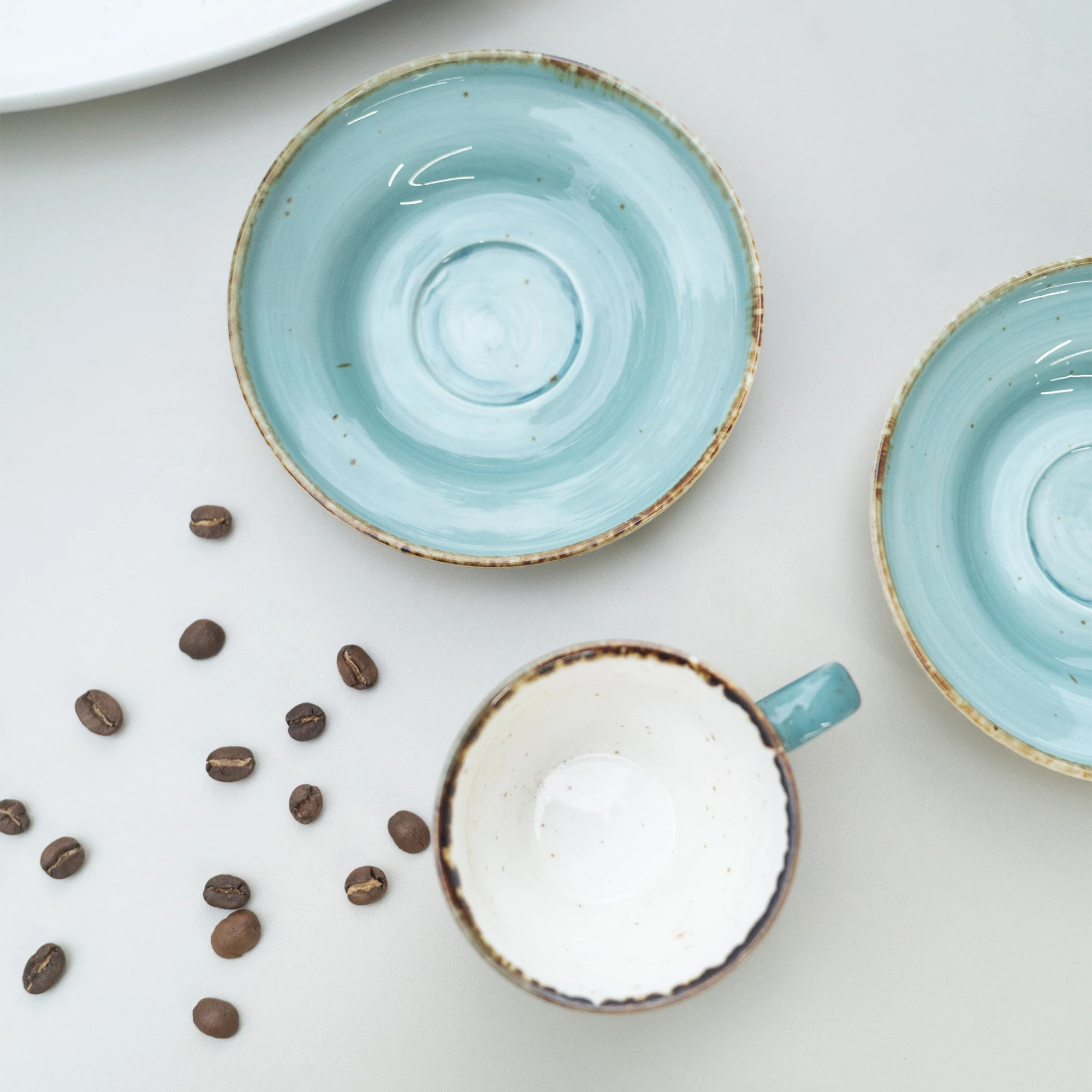 125ml Retro Vintage Coffee Cup Plate Kiln Transformation Series American Latte Cup and Saucer Sets Splashing Ink Design Cups