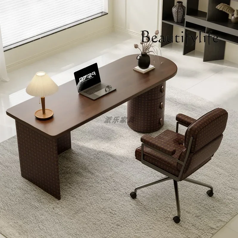 

Medieval style desk Solid wood study Home writing desk High-end desk Italian minimalist design