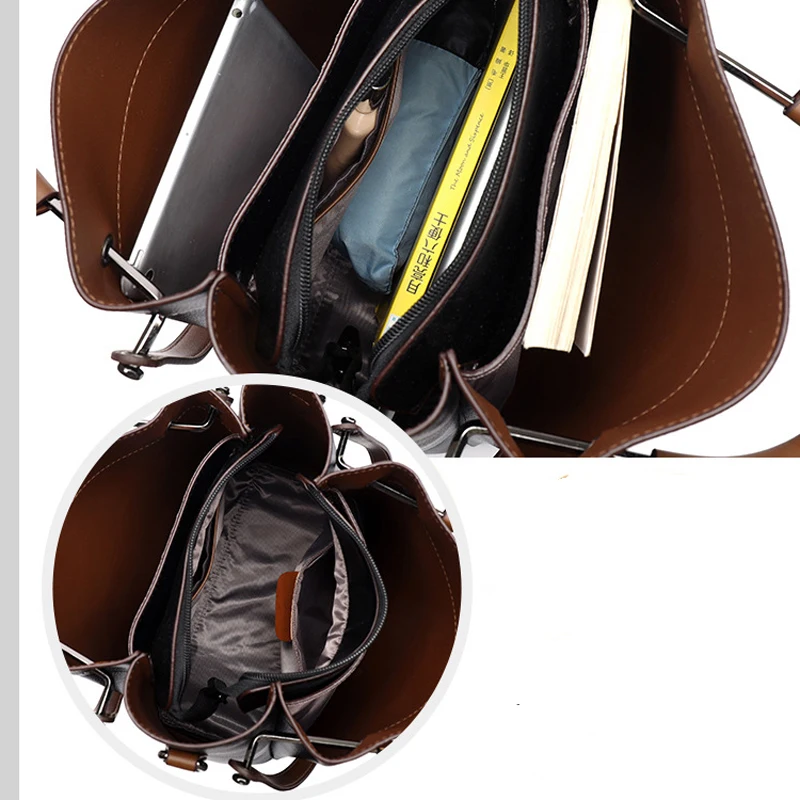 Hot Selling Color Contrast Bucket Bag Women Large Capacity Commuter Shoulder Bag European Korean French Chic Oversize Practical