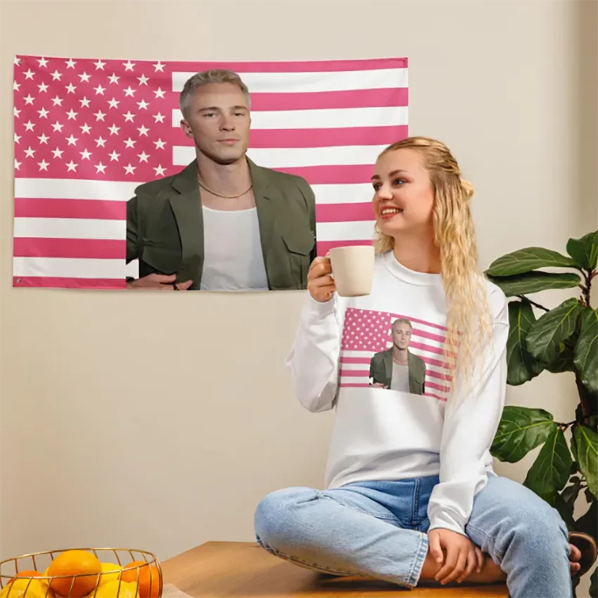 Drew Starkey Pink America 5x3 Ft Flag Personalized Flags Design Flag Tapestry Dorm Room Bedroom Outer Banks With Two Grommets