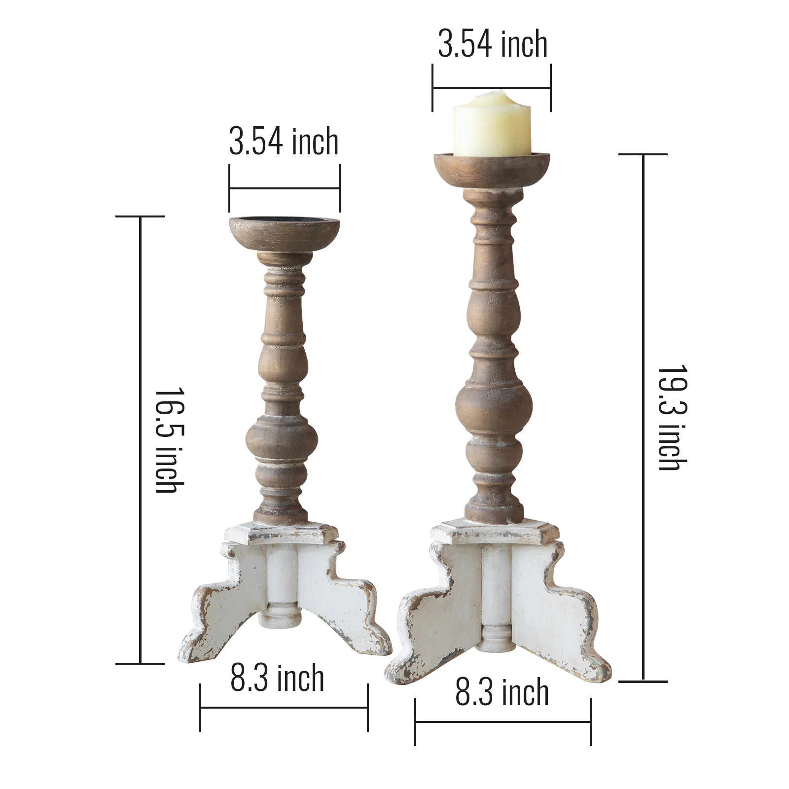 Farmhouse decoration handmade luxury wedding antique shabby chic candlestick imitation old wooden post candlestick