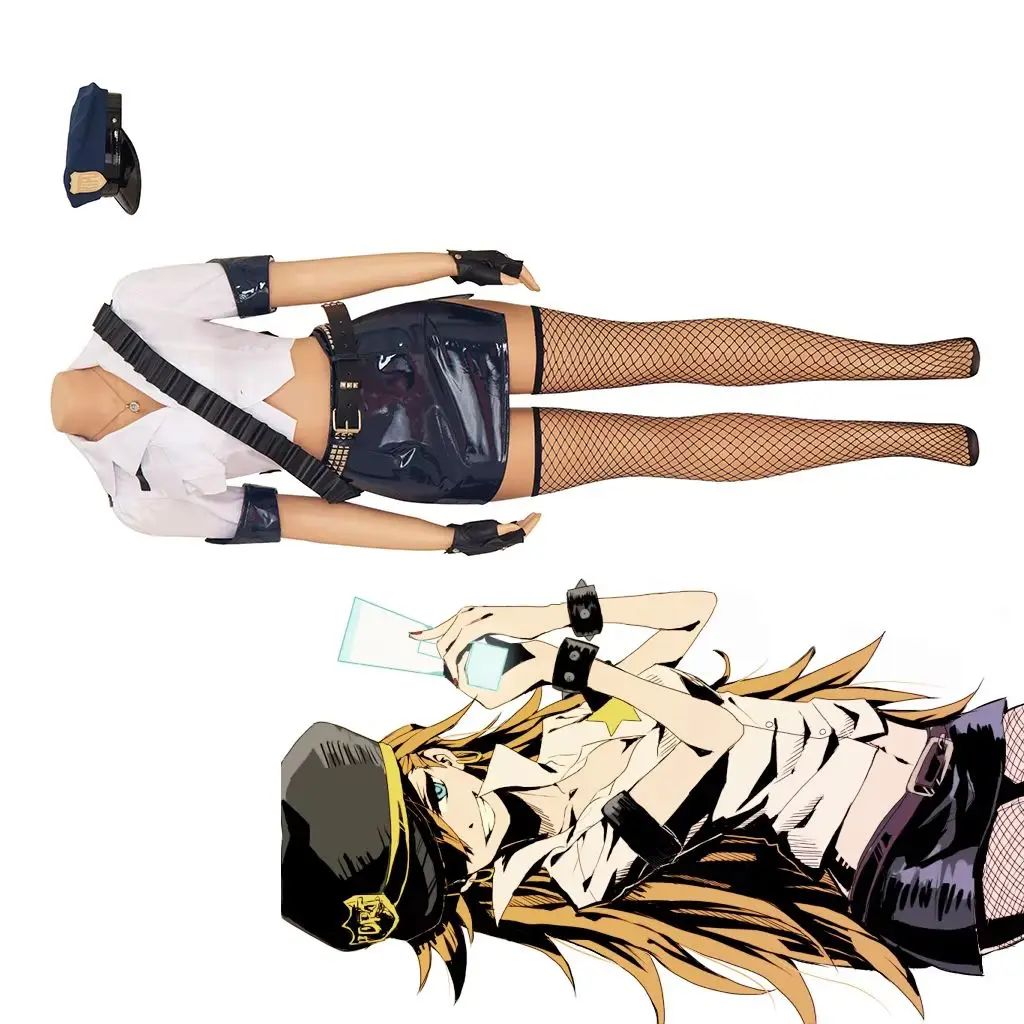 

Panty Anarchy Cosplay Anime Costume Women Sexy Shirt Skirts Stocking Full Set Halloween Carnival Party Disguise Police Uniform