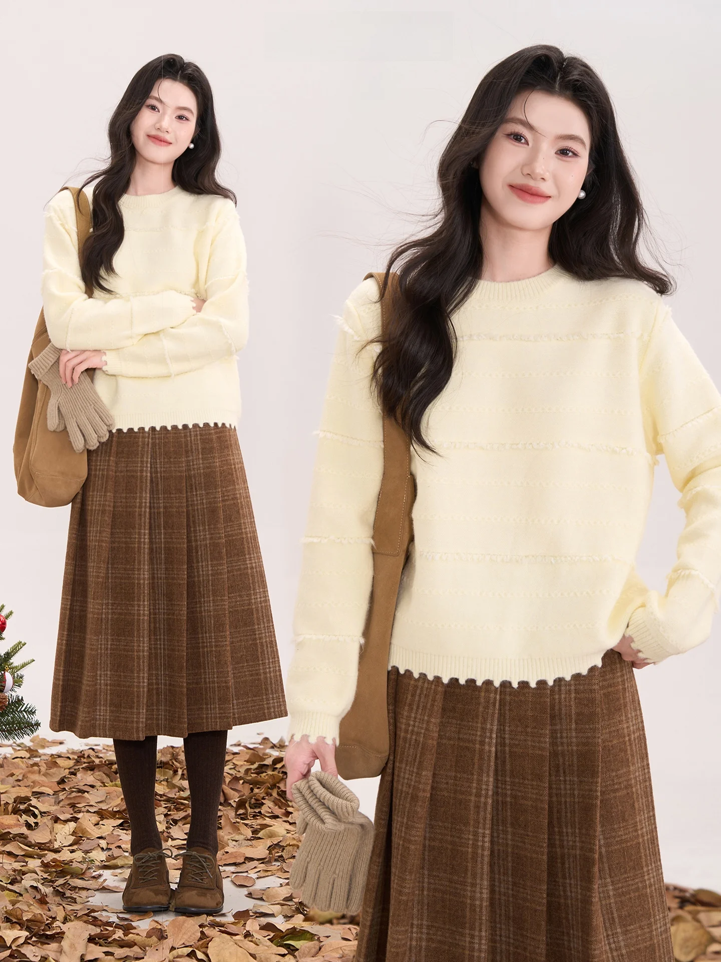 

Heme Window Snowflake Tassel round Ne Knitted Sweater Women's Casual Autumn Winter Loose Fit Soft Polyester Blend Top