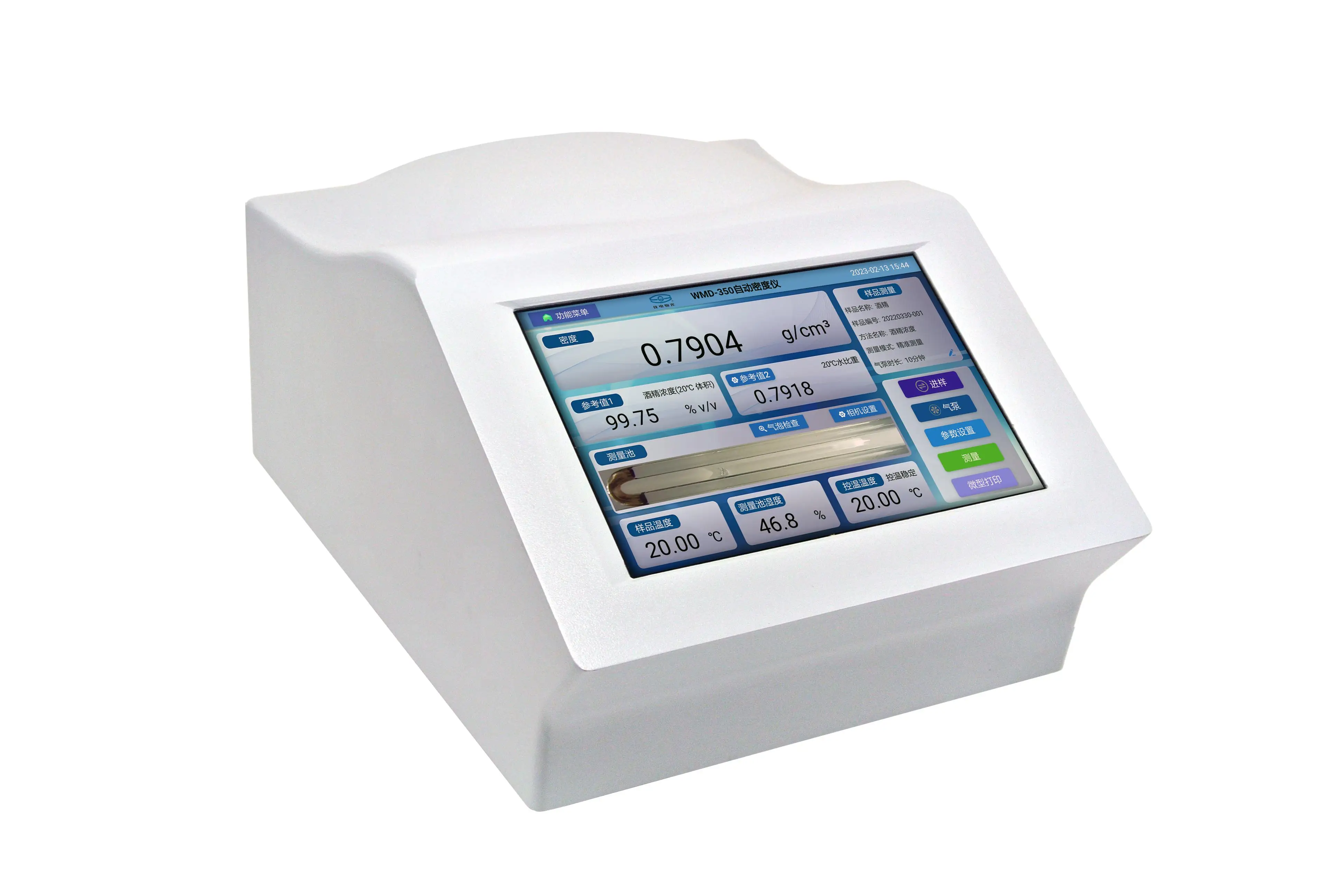 เครื่องวัดความหนาแน่นของของเหลวแบบตั้งโต๊ะในห้องปฏิบัติการ ความแม่นยำสูง พร้อมระบบควบคุมอุณหภูมิแบบเพลเทียร์