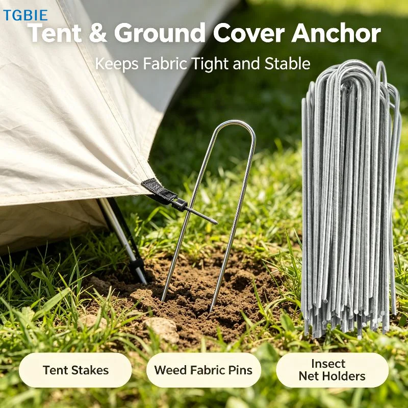 [TL]100Pcs U-Type Garden Staples Heavy Duty Anti-Rust Sod Pins Landscape Spikes for Patio Fence Weed Fabric Lawn Edging