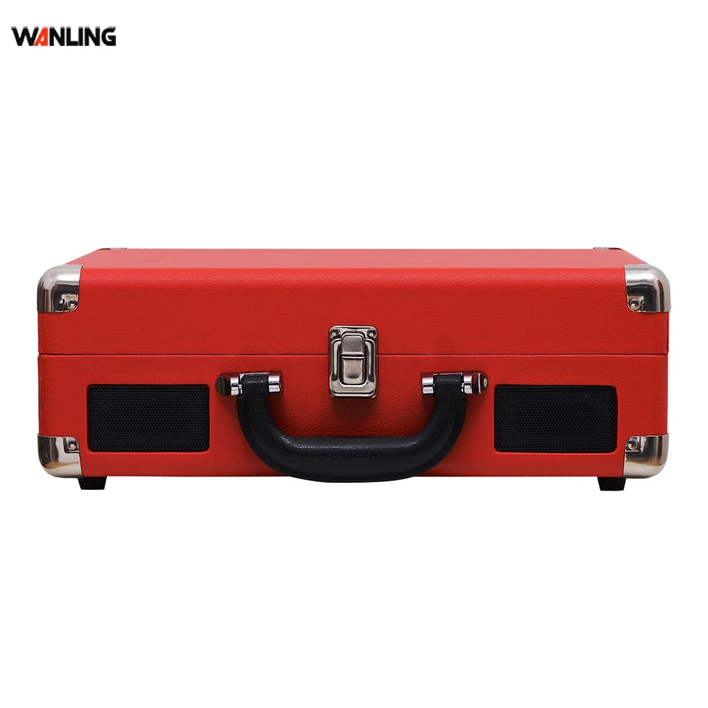 Hitek Portable 3 Speeds Turntable Vinyl Record Player With BT USD/SD LP to PC Recording Built-in Battery Suitcase Turntable