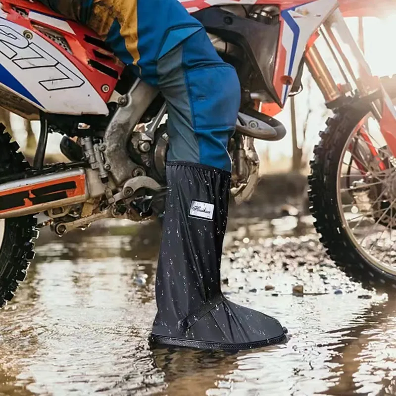 High cylinder motorcycle rain shoe cover, waterproof and anti slip, men's rain shoes for external wear, water shoes for women, t