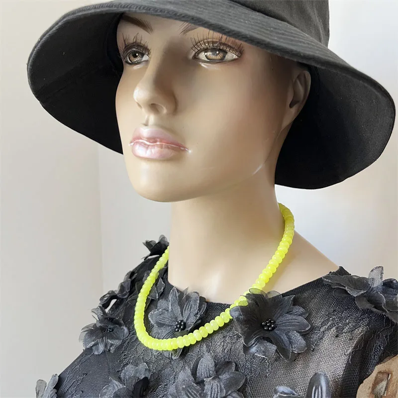 

5*8 мм флуоресцентные зеленые бусины из натурального камня, ожерелье, французские модные украшения для девочек, женская сексуальная цепочка на ключицу, роскошная