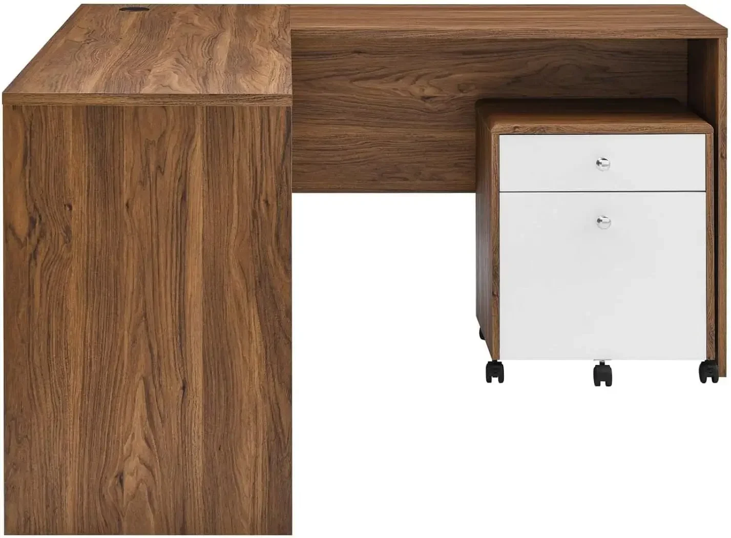 [¡Nueva llegada, ¡Compre ahora! ]Mid-Century Modern Office nogal blanco, juego de escritorio y archivador