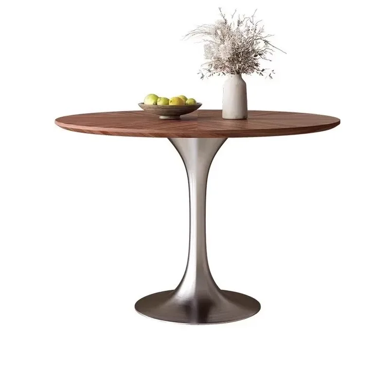 

Medieval style round table household dining table and chairs retro solid wood tulip round table