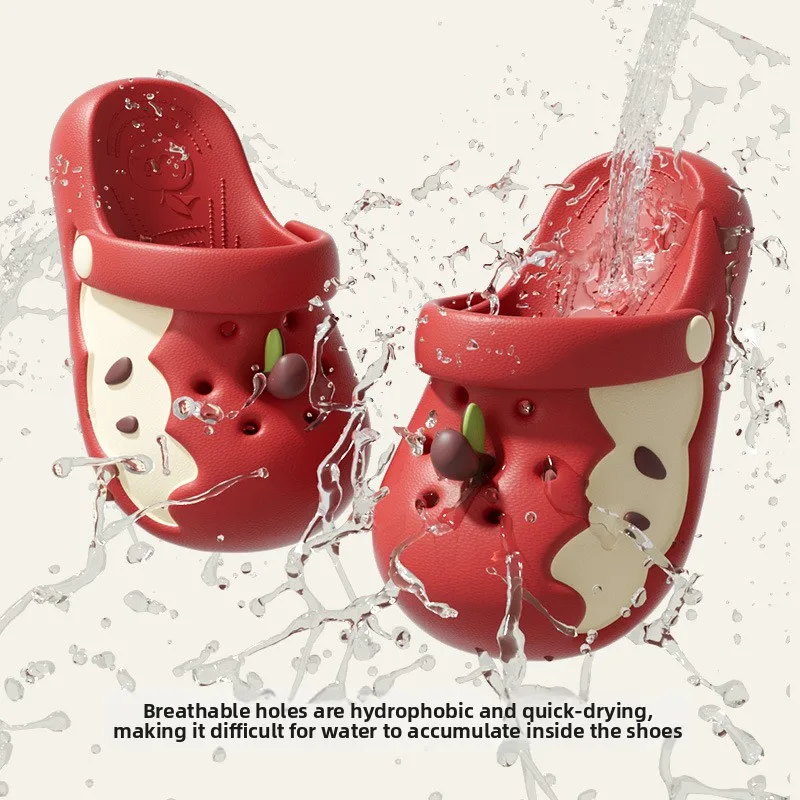 

Fashionable Children's Apple Hole Shoes Toddler Home Anti-slip Slippers Boys and Girls Poop-feeling Slippers Student Beach Shoes