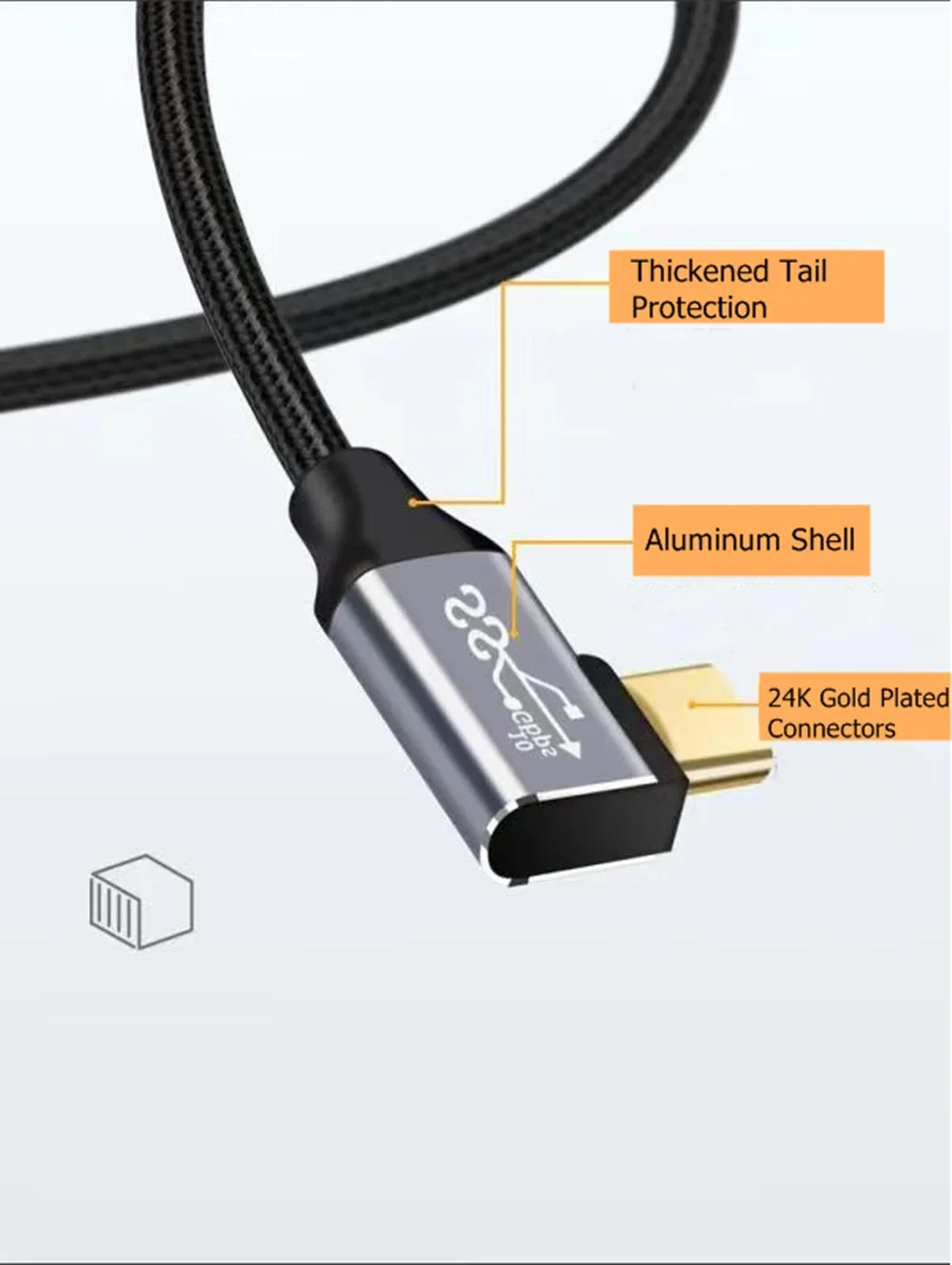 90 Degree USB C to Type C 3.1 Gen2 10Gbps Thunderbolt 3 4K 60Hz PD 100W 5A Fast Charging Cable Cord For Samsung 1M PD YIWENTEC