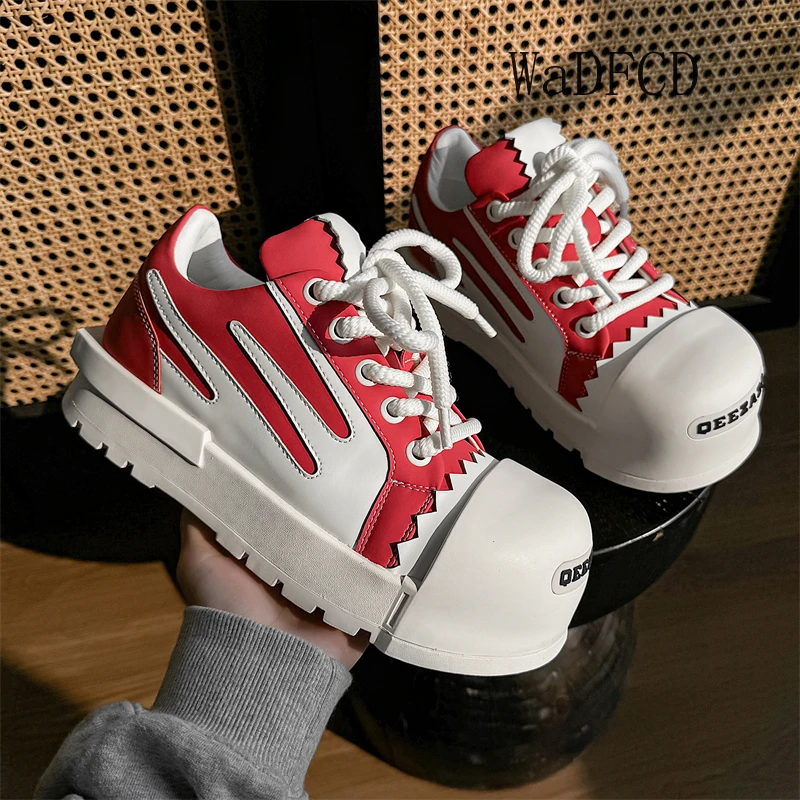 Sneakers Casual Plus Size 43 44 Mens Womens Designer Big-head Board Shoes Fashion Casual Leather Height Increased Platform Shoes