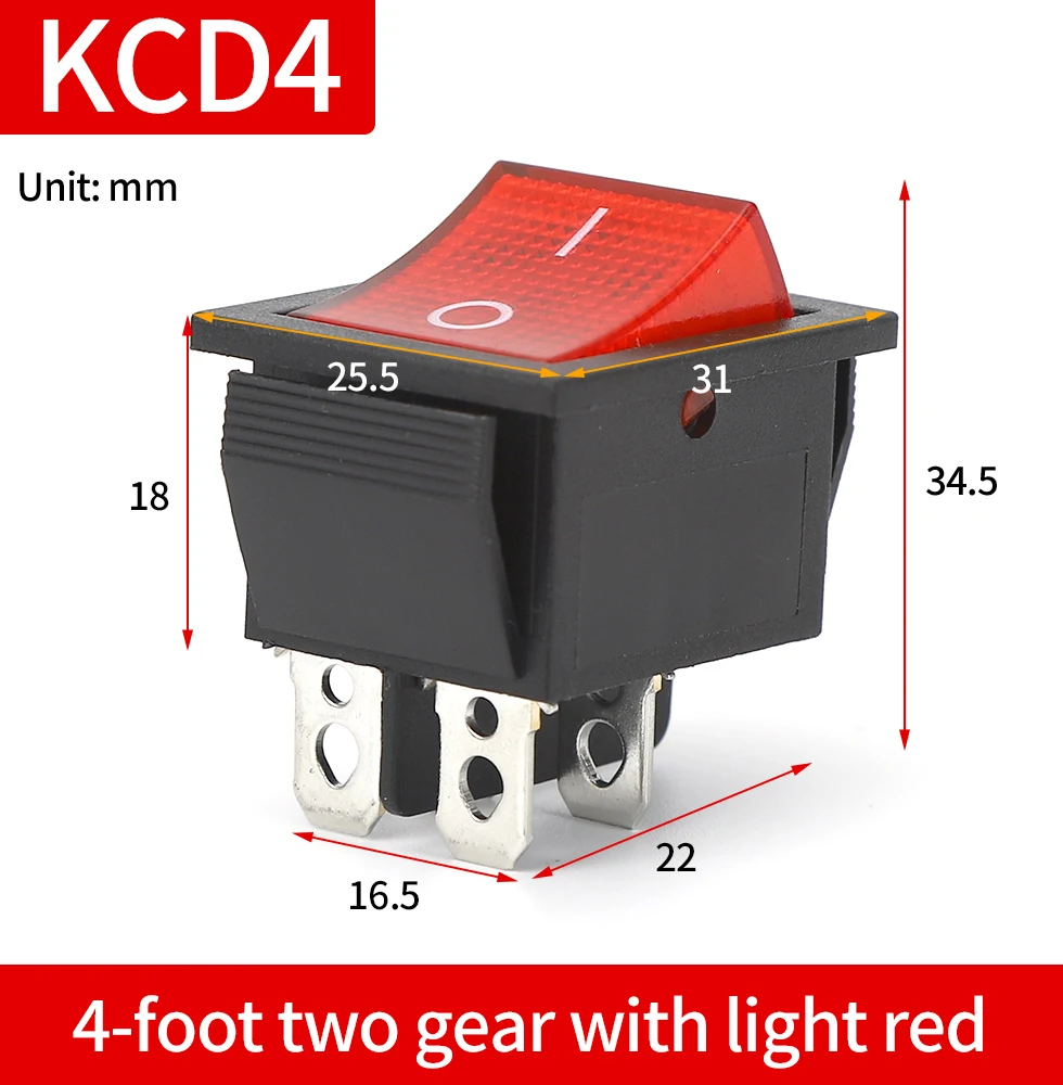 KCD4   16A250Vship type switch 6pin/4pin 2 gear/3gear with light button ship type rocker power supply31 * 25MM