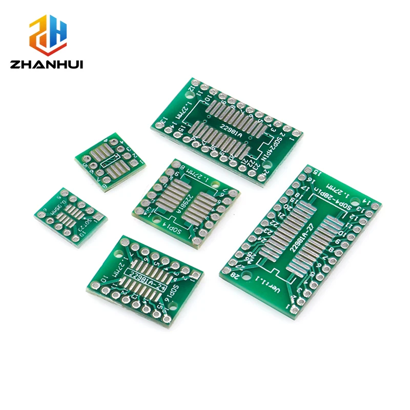 35Pcs (7 Values × 5Pcs) SOP/TQFP/QFN Patch Adapter Board - SOP8/10/14/16/20/24/28 IC Test PCB Board for Electronics R&D