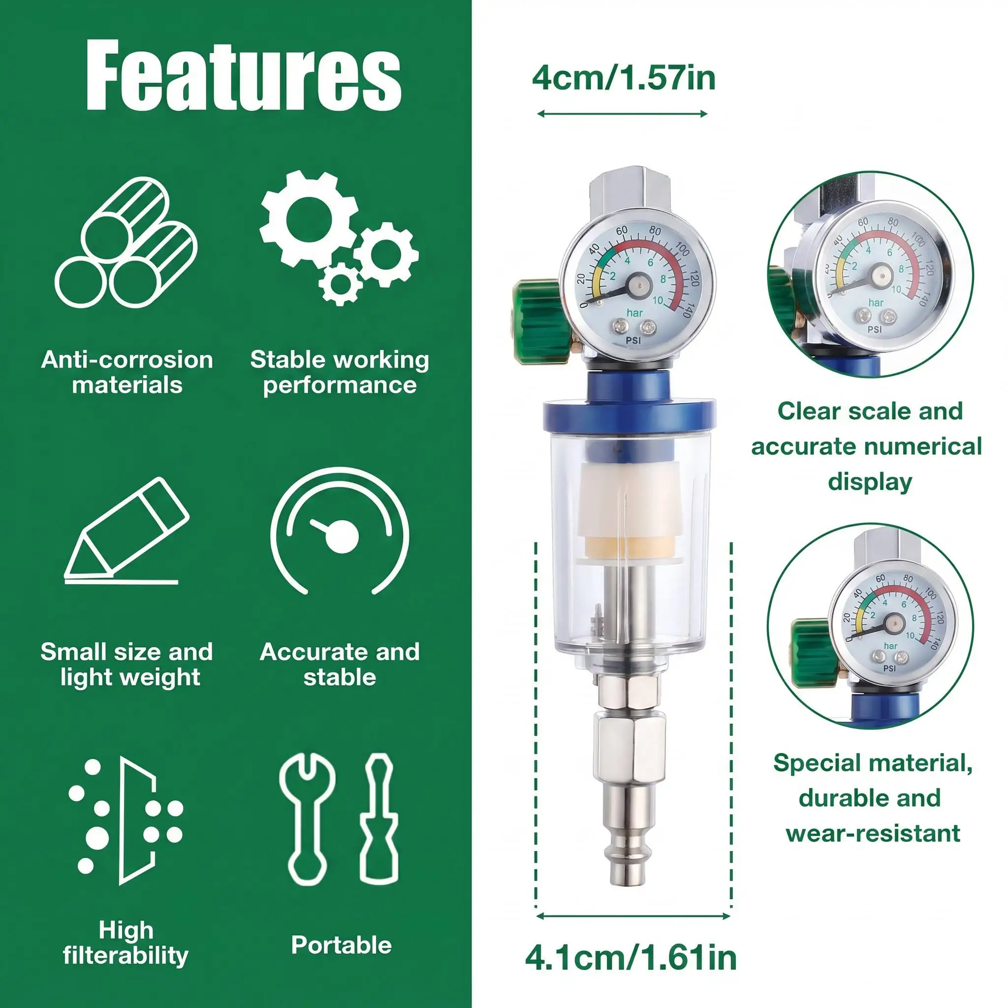 Air Oil Water Separator Filter Kit “1/4” Thread With Moisture Trap Spray Gun Pressure Parts Air Compressor Tool US STOCK