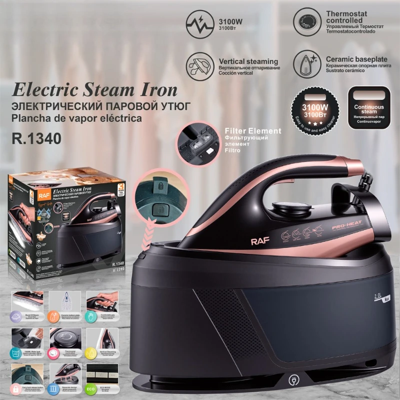 3100W Pressure Type Steam Iron for Clothes 2L Water Tank Nonstick Ceramic Soleplate Shutoff Anti-Drip Feature Steamer for Clothe