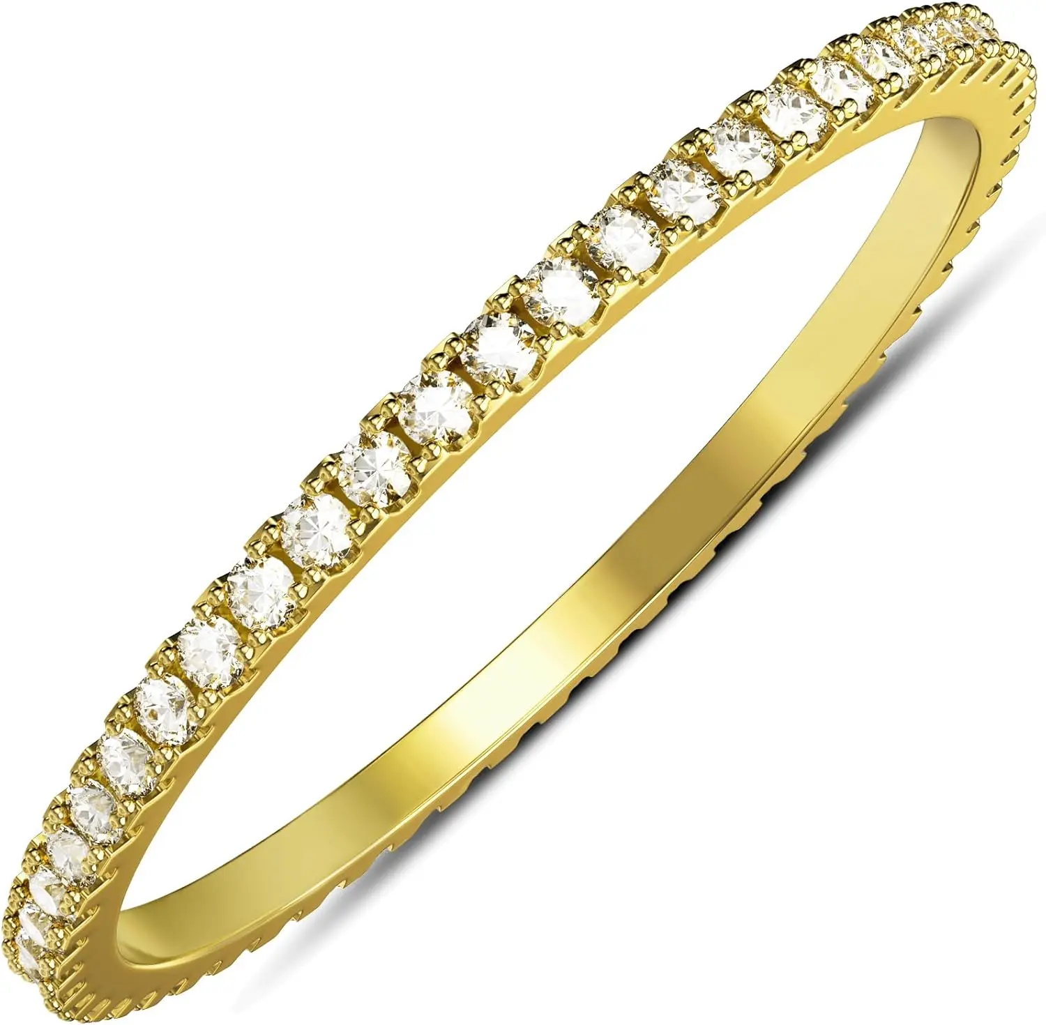 2er-Pack Edelstahl 14K Vergoldete Stapelringe mit Zirkonia-Simuliertem Diamant Ring-Set für Damen – Detail 5