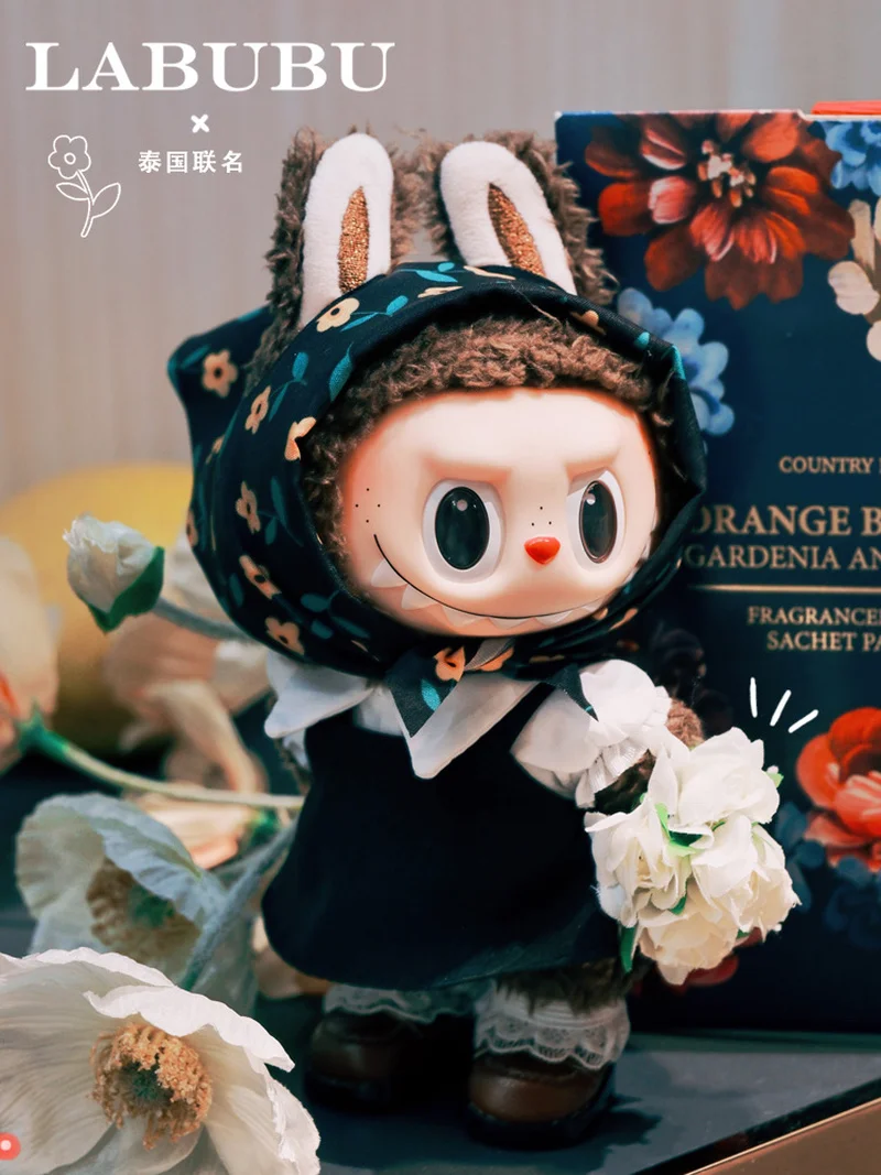 Nieuwe Labubu Kleding Past Bloemen Hoofddoek 17/38 cm Labubu Set V1 V2 V3 Poppen Hanger Met Schoenen Vervanging kleding Geen Poppen