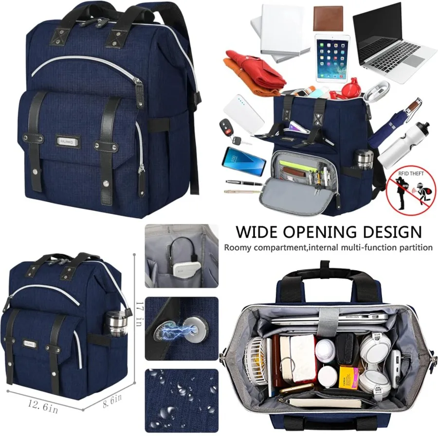 

Laptop Backpack Stylish Computer Backpack Doctor Teacher Work Bookbag Water Repellent College Shoulder Bag with RFID Anti-theft