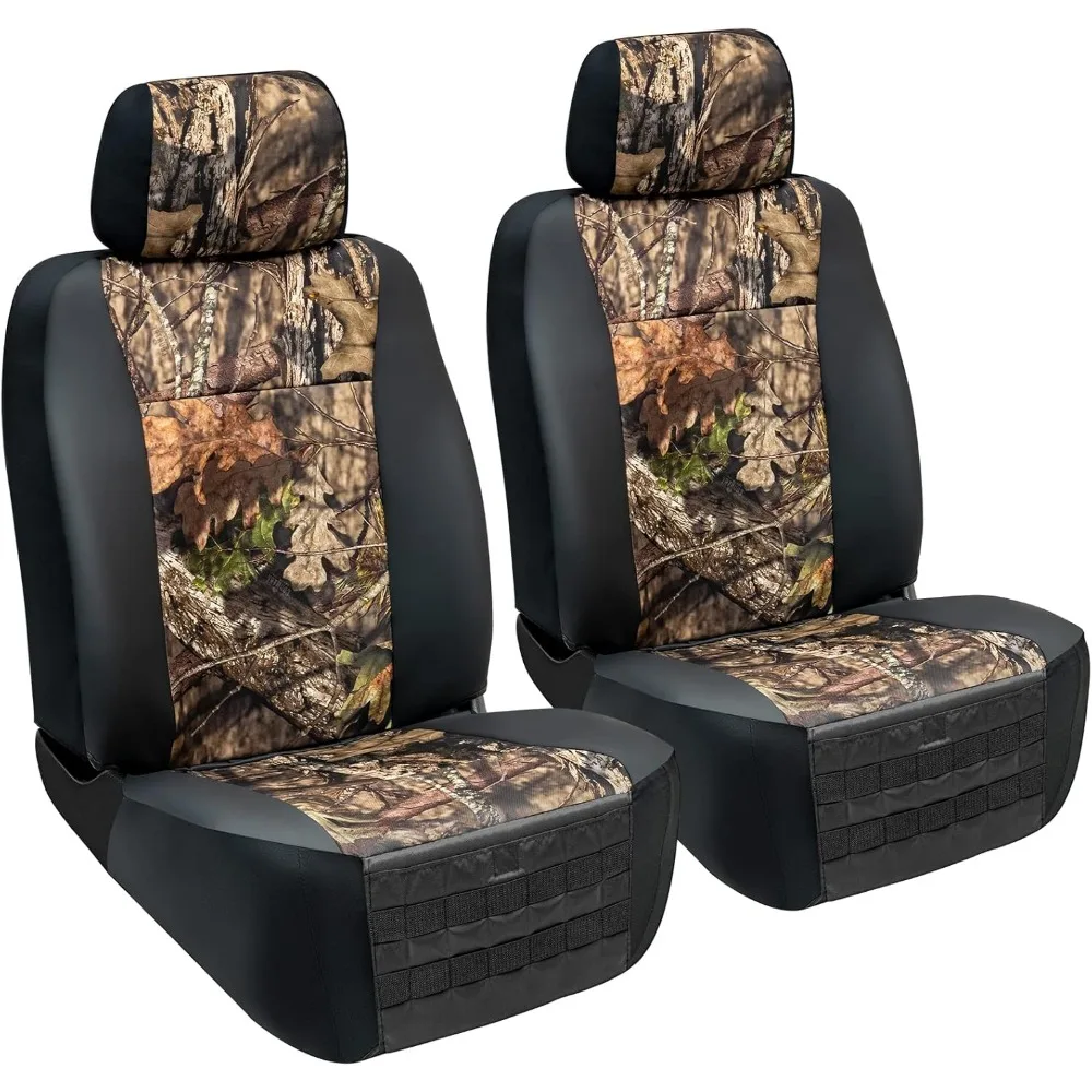 

Heavy Duty Mossy Oak Seat Covers for SUV/Truck Front Seats, Includes Storage Pockets and Molle Organizer, Semi-Custom Fit, 2pcs