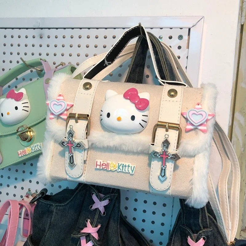 Bags For Women Sanrio Cute Hello Kitty Bag Pink Girl Plush Women'S Handbag Messenger Bag Purses And Handbags