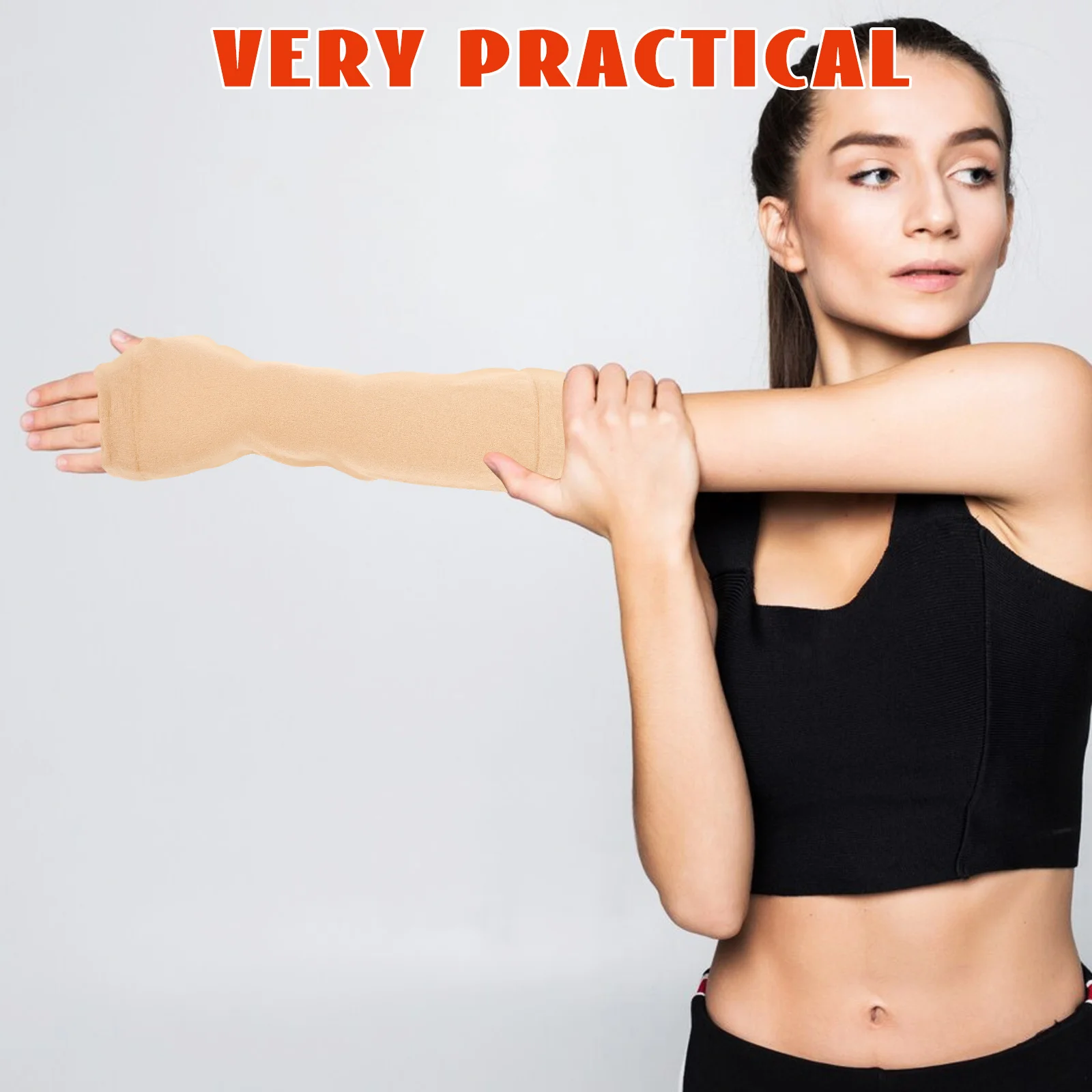 

1Pair Wrist Compression Sleeve Skin Tone Thumb Support Gloves for Carpal Tunnel Protection Running Fitness Sports