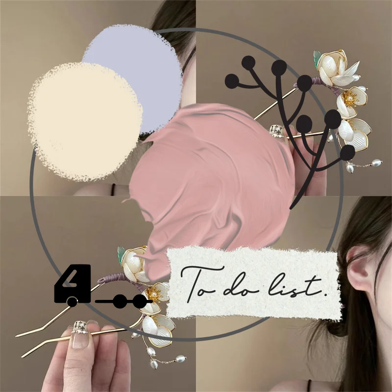 

1Pcs Party U-shaped Hair Pin Hair Accessories Elegant Retro Magnolia Flower Alloy Hair Clip Perfect For Curling Or Straight Hair