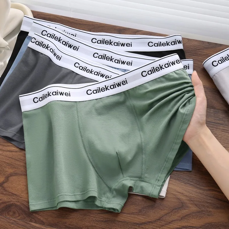 

4 pcs Mens Cotton Underwear Boxer Shorts Hombre Panties Man Underpants Solid Color Sexy Sports Comfort Male Underwear