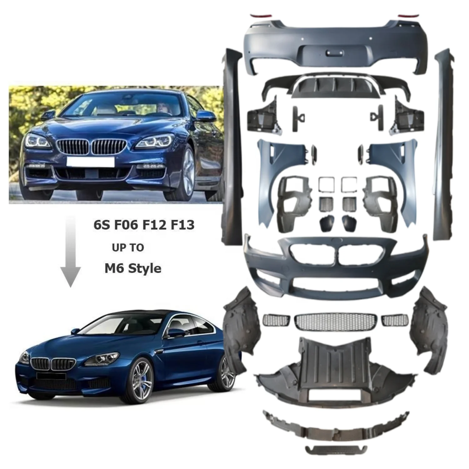 

Body Kit 6 Seris 6 Gran Coupe F06 F12 F13 M6 2011- Modified Bumper Fender Upgrade Car Bumper Grille Side Skirts Parts for BMer