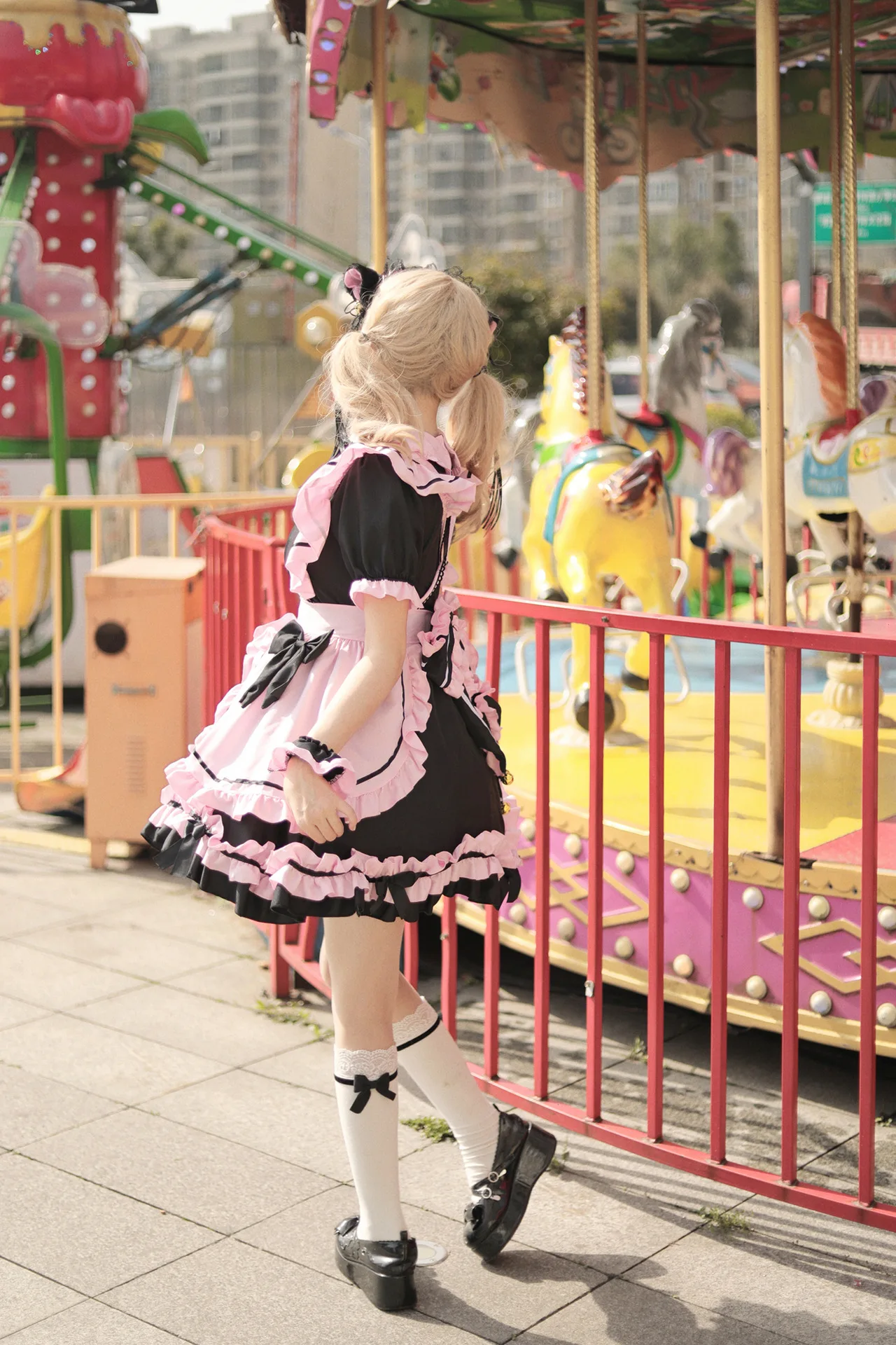 Costume Lolita Maid Dress Cat Black And Pink Cosplay Sweet Girl Cute Bow Japanese Soft Set Plus Size