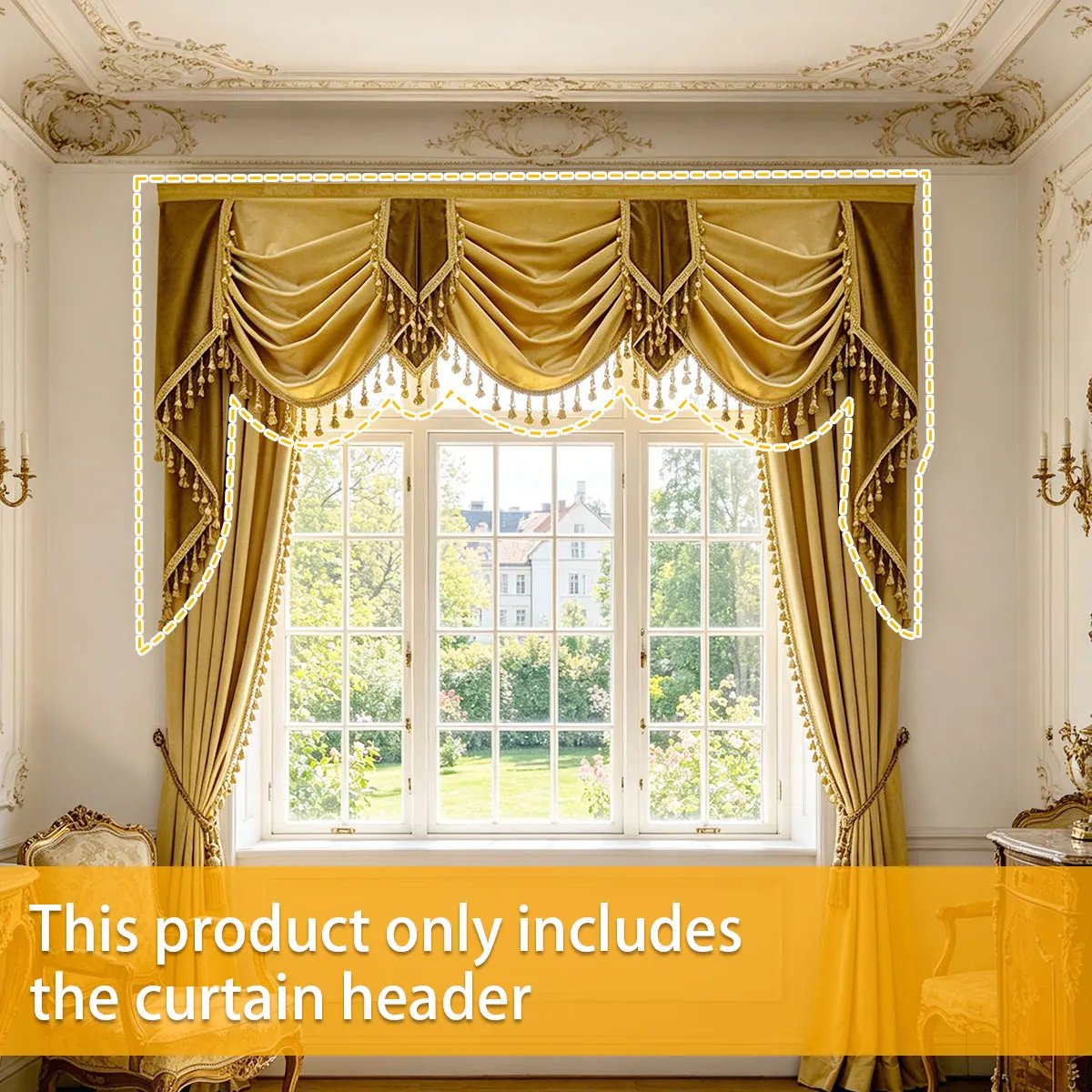 

1pcs Vintage Contrast Velvet Curtain Valance, Luxury Decor Valance for Living Room & Bedroom (Curtain Panels Not Included)