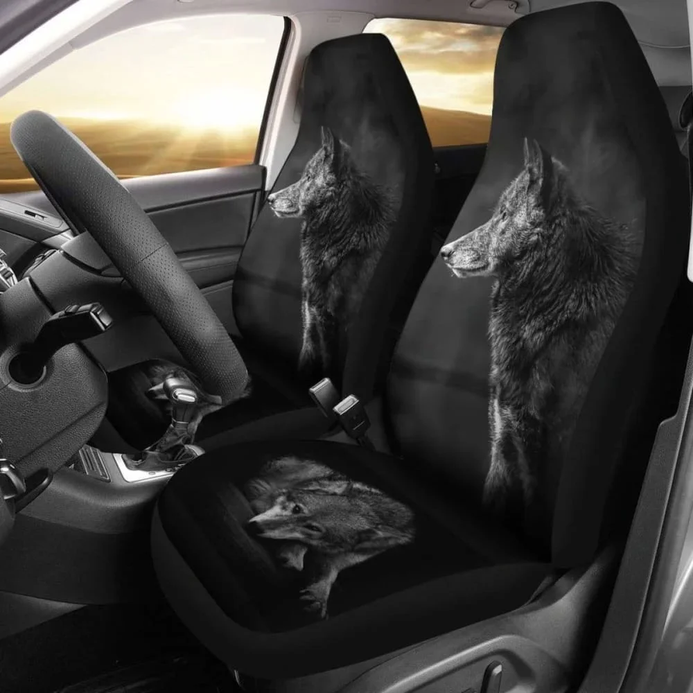 Black Wolf Car Seat Covers Amazing 200904,Pack of  Front Seat  Cover